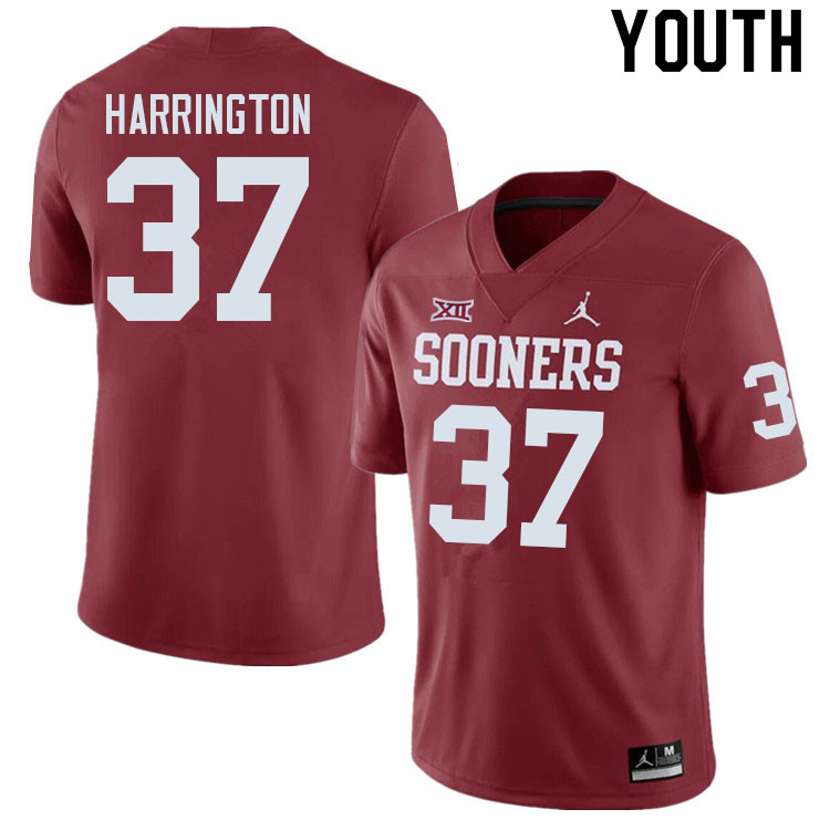 Youth #37 Justin Harrington Oklahoma Sooners College Football Jerseys Sale-Crimson